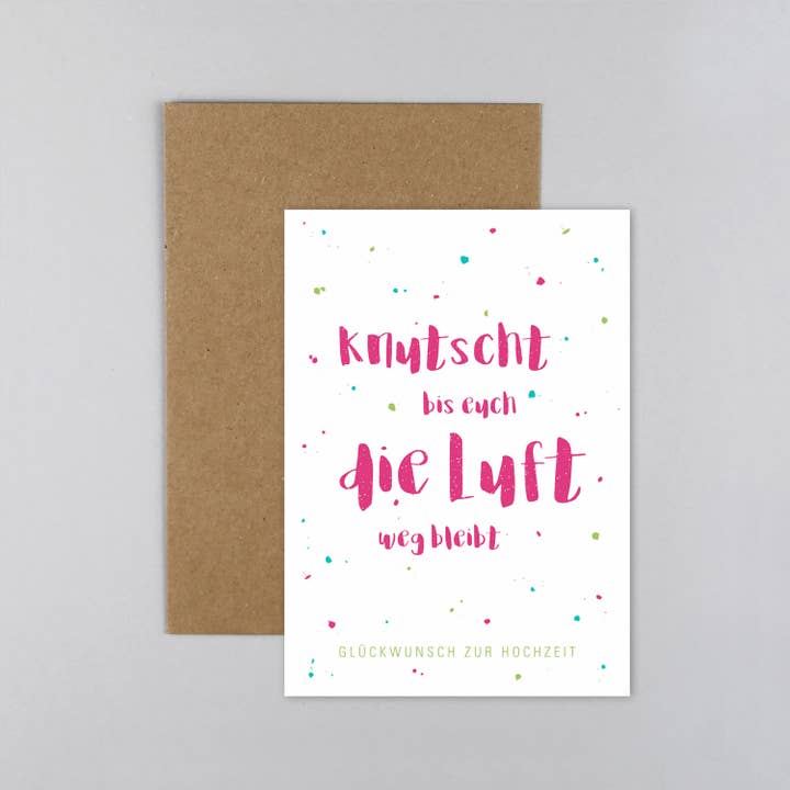 Hochzeitskarte Spruch Julia Kuss für den Großhandel von Kunst an Papier