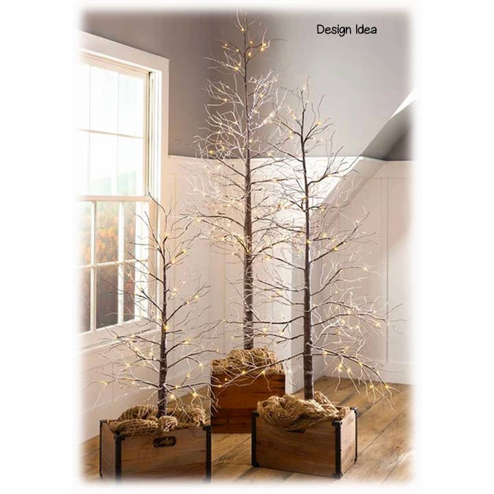 Will's Company - Wholesale Christmas Decoration - LED Lighted Brown Twig Tree with Snow- 3 size options