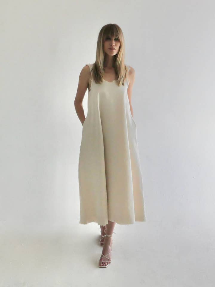 ARC MAXI dress in oat for wholesale by une forme