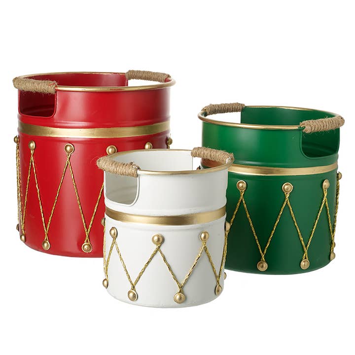 METAL CONTAINERS WITH ROPE HANDLES SET for wholesale by Heaven Sends