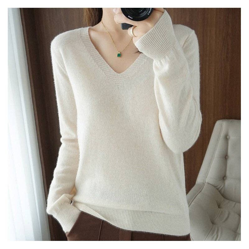 FurDecoration - Vendita all'ingrosso Maglione tricot - Donna - Maglione in cashmere Loose Fit Plus Size tinta unita5