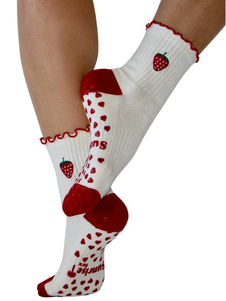 Strawberry Fields Grip Sox  for wholesale by Sunrise Sox
