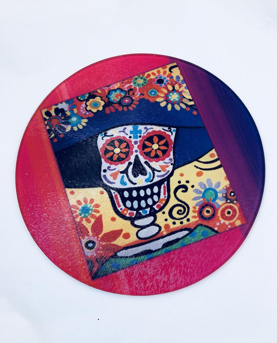 GP Originals - Wholesale Cutting Board - Catrina Sugar Skull -  8" x 8" Tempered Glass Cutting Board3