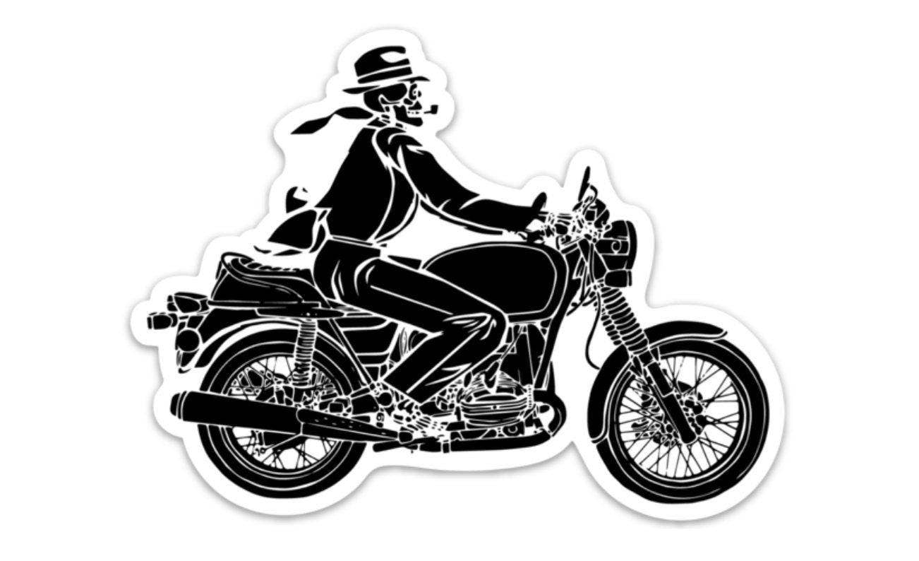 Bellavance Ink - Vente Autocollant - Autocollant en vinyle « Death Riding A Motorcycle »