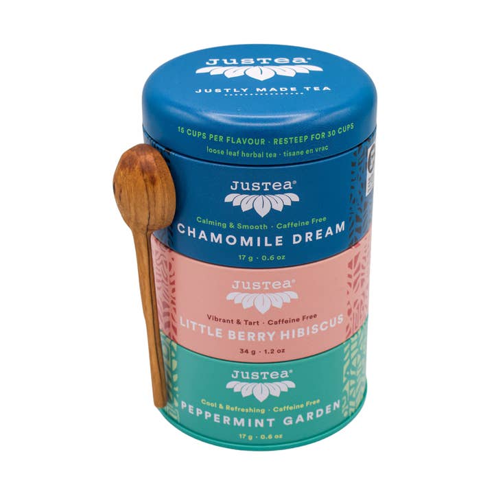 Herbal Tea Trio Tin & Spoon - Organic, Fair-Trade Tea Gift for wholesale by JusTea