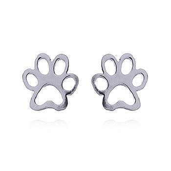 The Green Gecko - Wholesale Stud/Post Earrings - Paw Print Post Earrings in Sterling Silver1