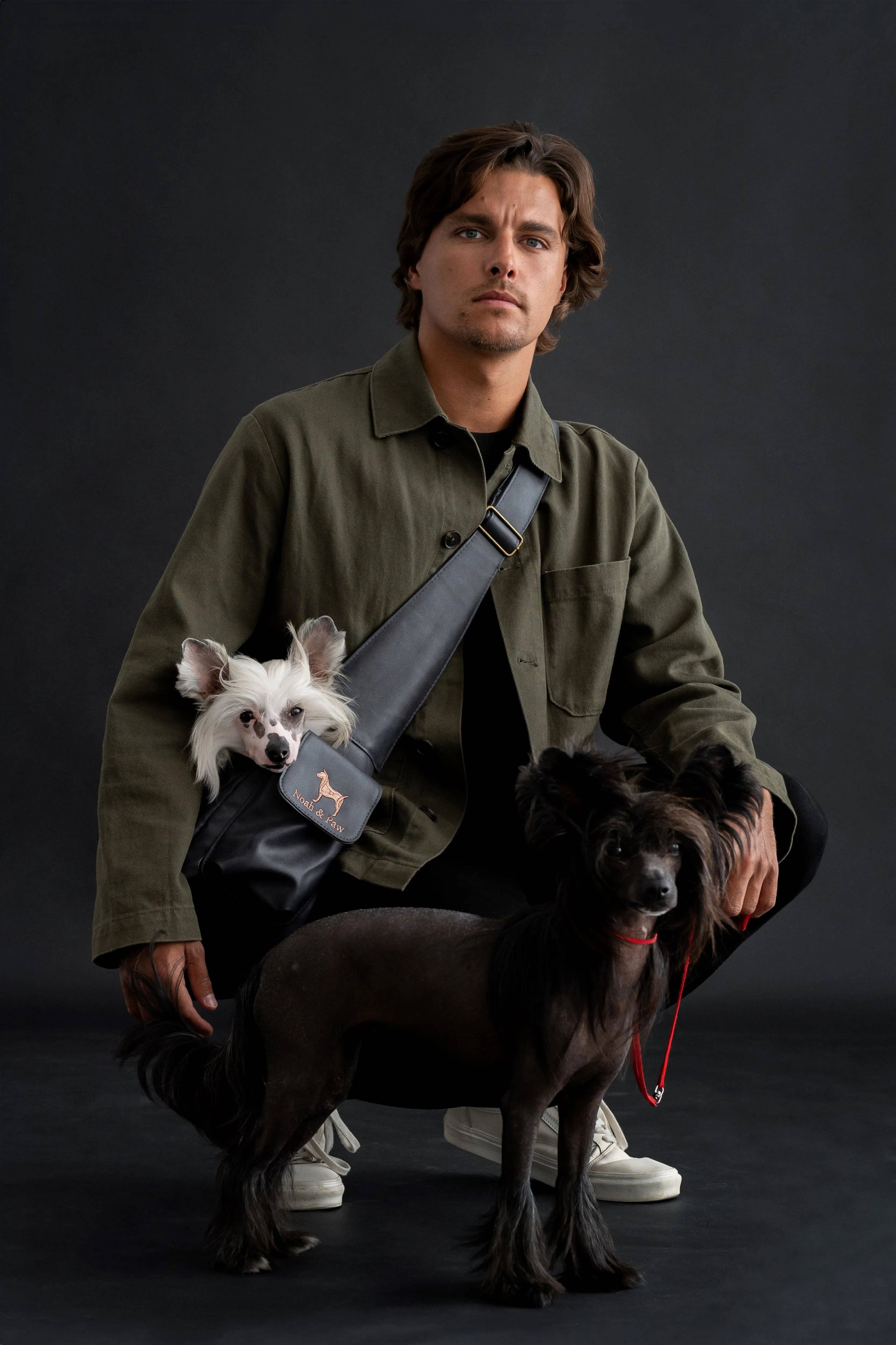 NOAH AND PAW LLC - Wholesale Pet Carrier - Cat/Dog - Vegan Leather Pet sling Carrier, Ruffle Style2