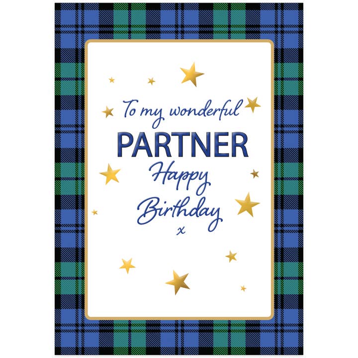 Wonderful Partner Birthday - (A Touch of Tartan Card) for wholesale by Spindrift Designs