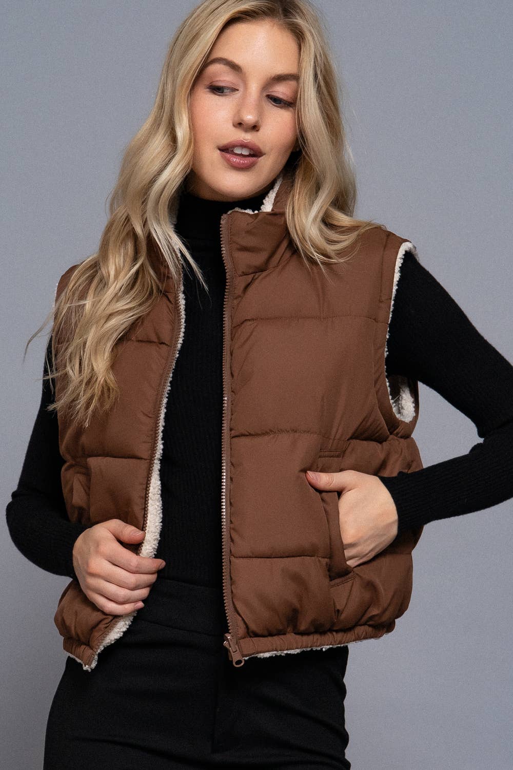 Active Basic | Active USA - Wholesale Outerwear Vest - Women's - Reversible Fur Padding Vest26