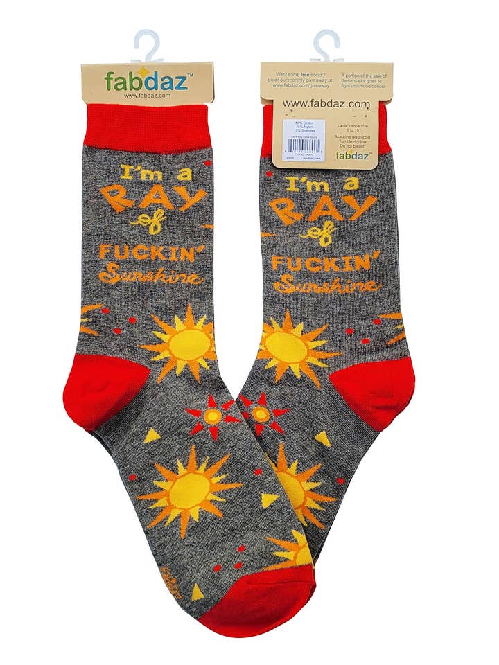 Fabdaz - Wholesale Socks - Women's - I'm a Ray of Fuckin' Sunshine Women's Crew Socks4