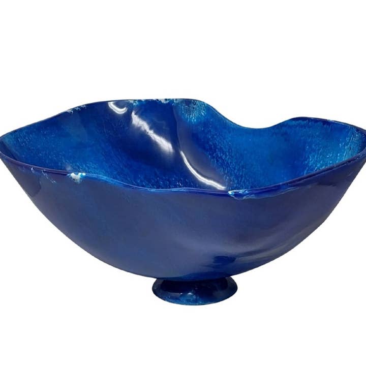 Large Fruit Bowl Blue Resin Dia 21.2" for wholesale by BIDKhome