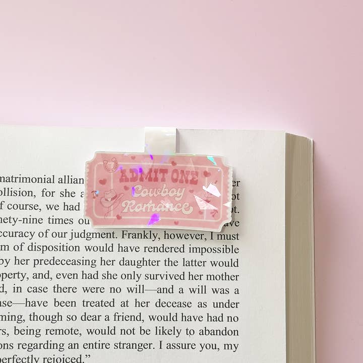 Cowboy Romance Magnetic Bookmark, Book Club Ticket, Cute Cow for wholesale by Enchanted Endings
