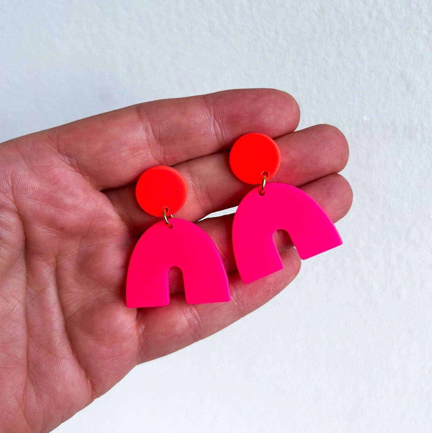 Hermoosa - Wholesale Dangle Earrings - Statement Hoop Earrings *Neon Pink & Orange*