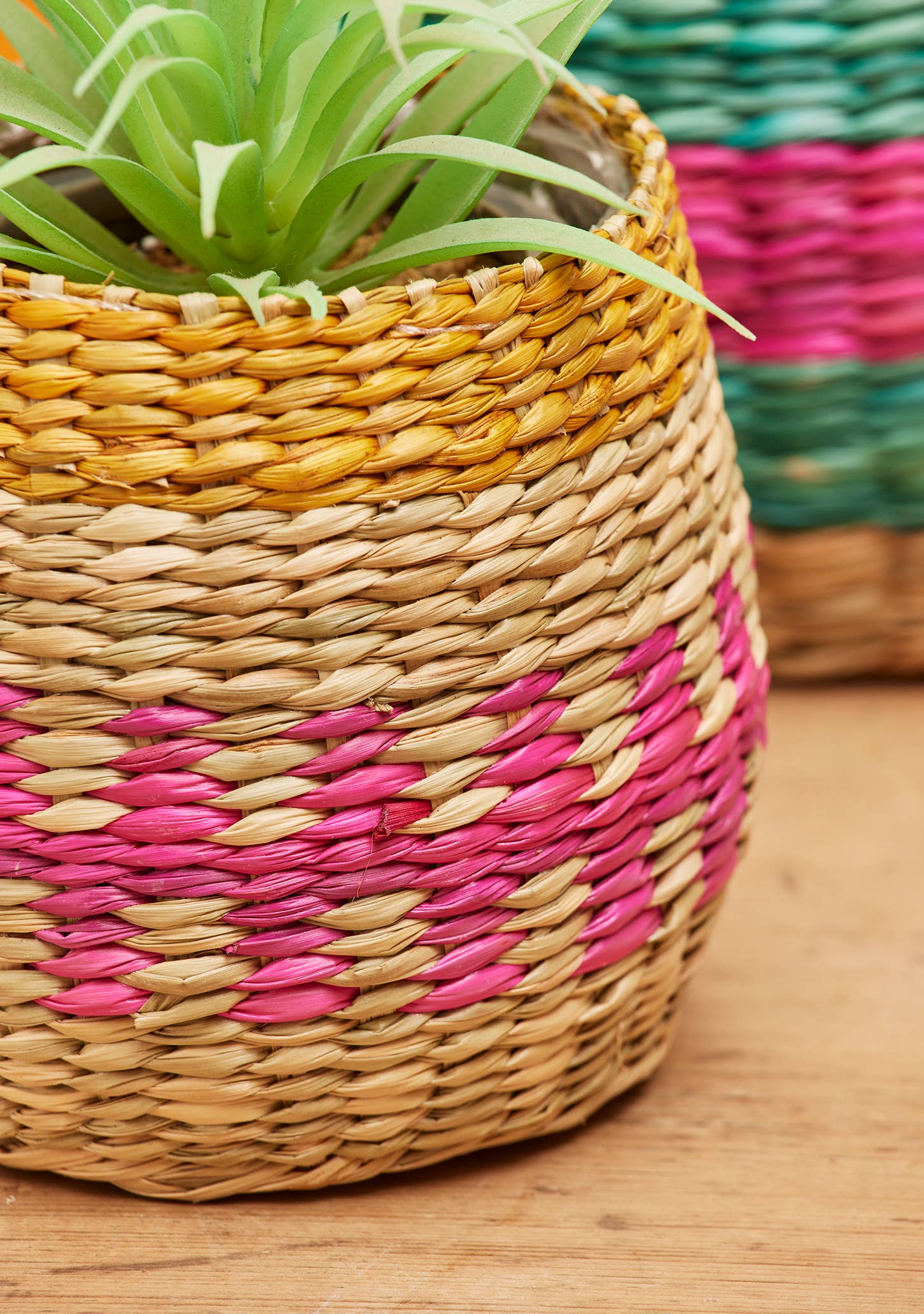 Namaste – wholesale Plant pot – Stripe Seagrass Planter Set3