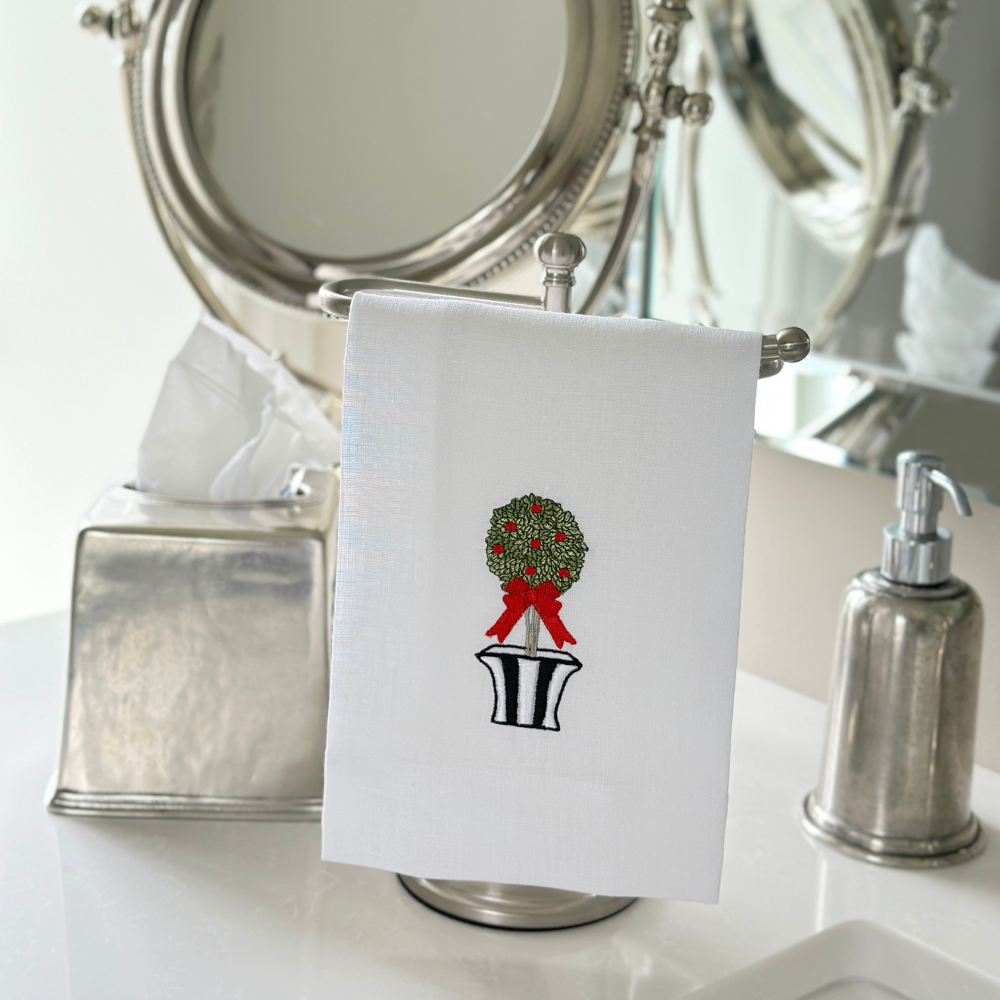 Arte Italica & Crown Linen Designs - Wholesale Tea Towel - Holiday Topiary Towel - New Christmas/Holiday3