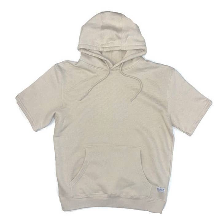 Mykonos Short Sleeve Hoodie (Tan) for wholesale by Kinetix Casual Luxury