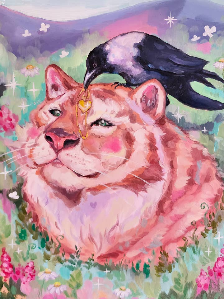 Gentle Friendship Prints! (Tiger and Crow) for wholesale by Shelby DeGarmo Art