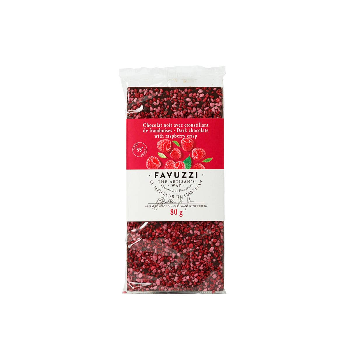 Favuzzi (Canada) - Vente Chocolat - Tablette de chocolat framboise 55% cacao