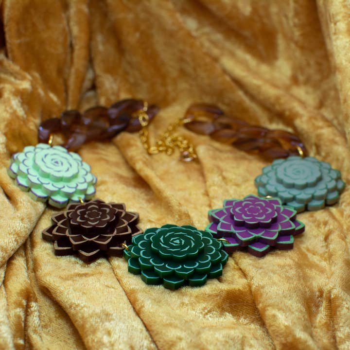 Succulent Statement Necklace for wholesale by Sugar and Vice