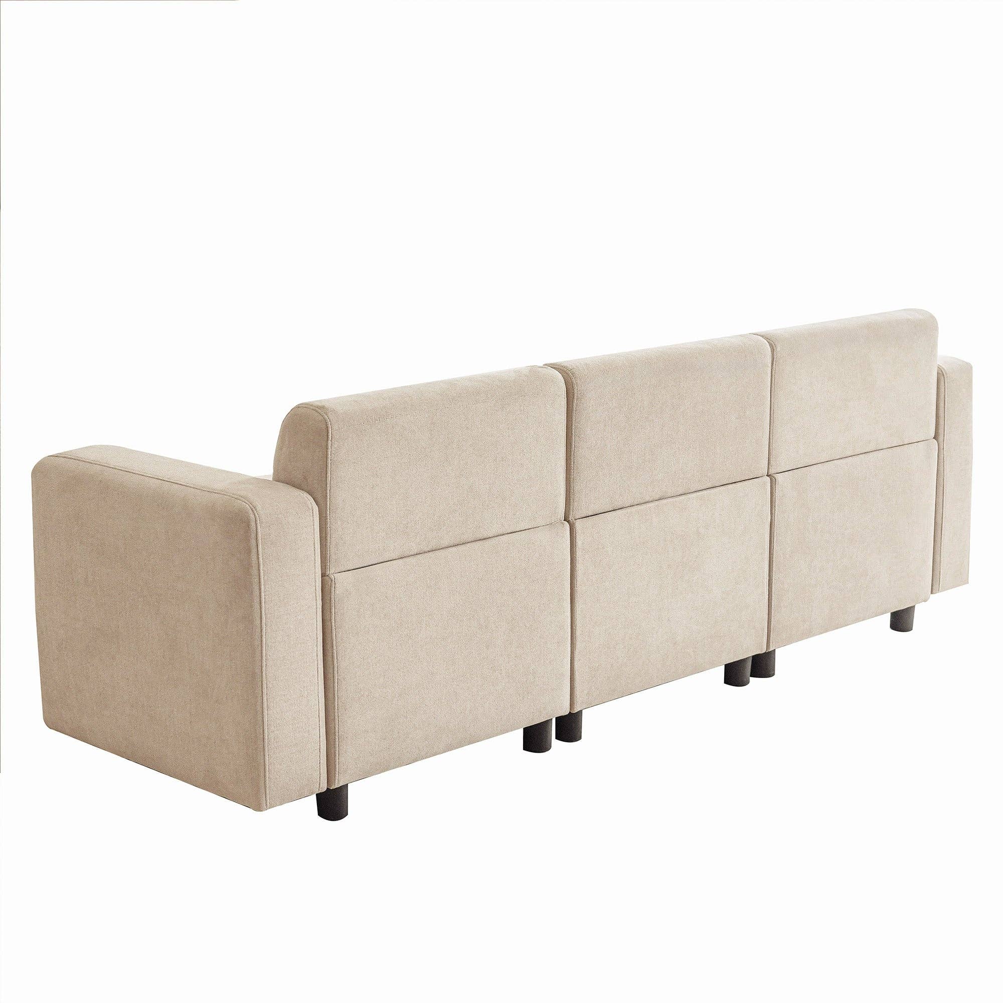 Urban Meuble - Wholesale Sofa - Modern sofa upholstered in beige chenille fabric 3-seater with cushions SHIDADS BEIGE 3 SEATS12