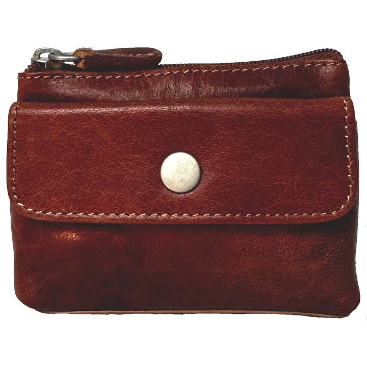 IGI CANADA - Wholesale Coin Purse - Unisex - Genuine Cowhide Leather Zipper Unisex Change Purse #85274