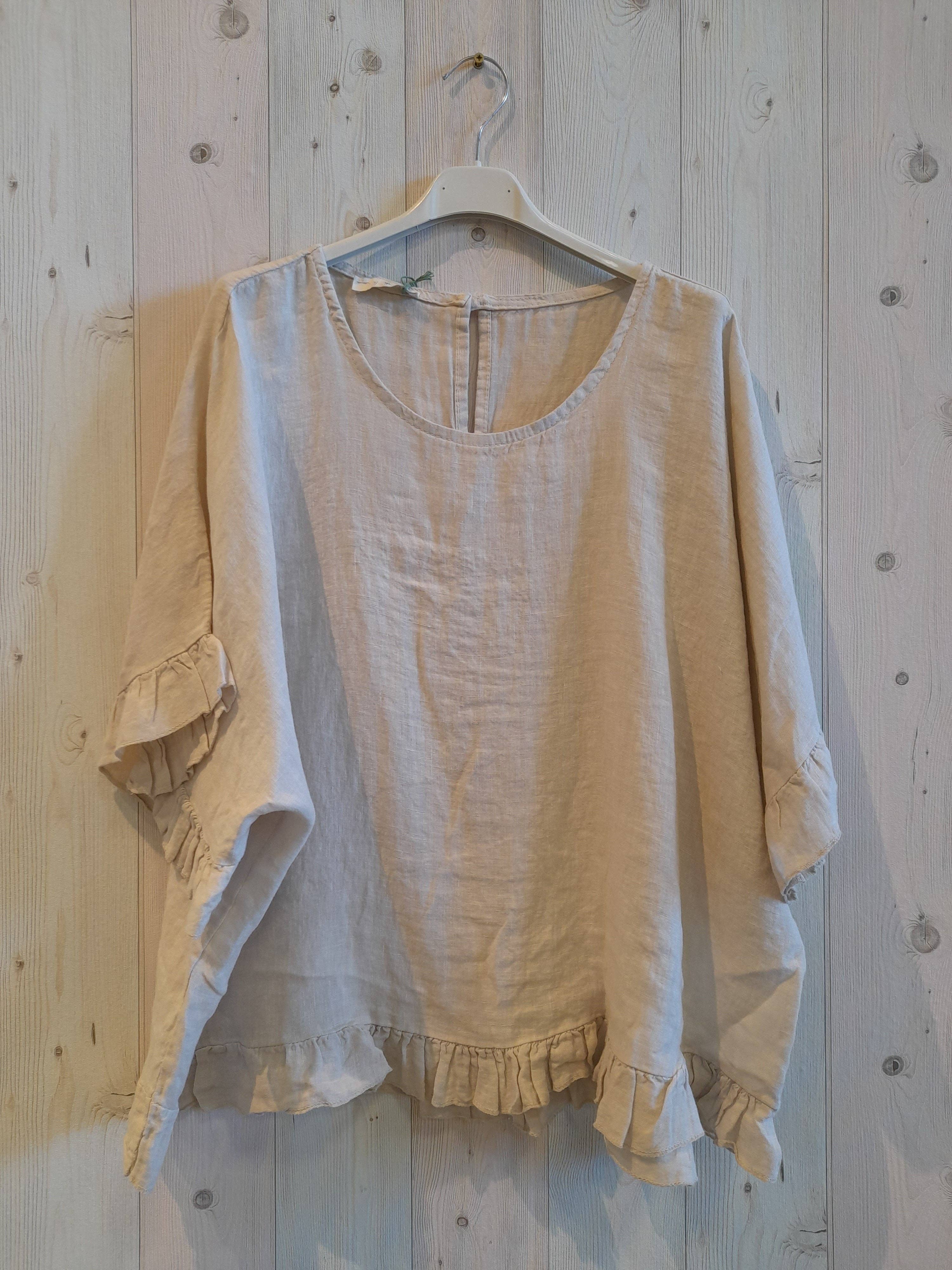 Linen & More - Vente Chemisier – femme - Blouse à volants 100 % lin - réf 107400