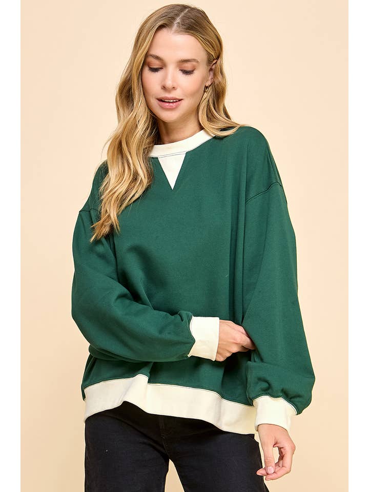 HUNTER GREEN CT9003-Oversized Contrast Rib Band Sweater for wholesale on Faire