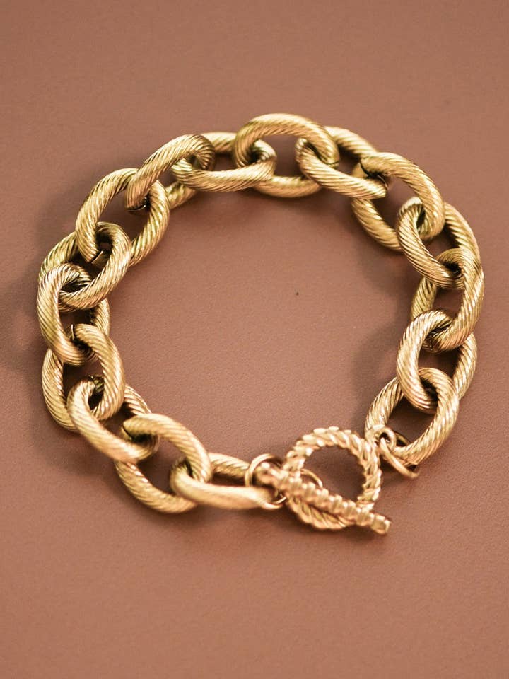 18K Gold Plated Waterproof Stainless Steel Chain Bracelet - 7174 for wholesale by Mia Accessories