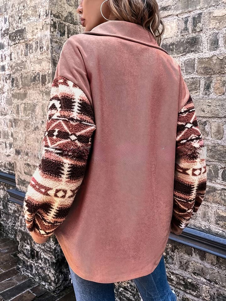 Rosa Clothing - Wholesale Jacket - Women's - Western button aztec print jacket shacket2