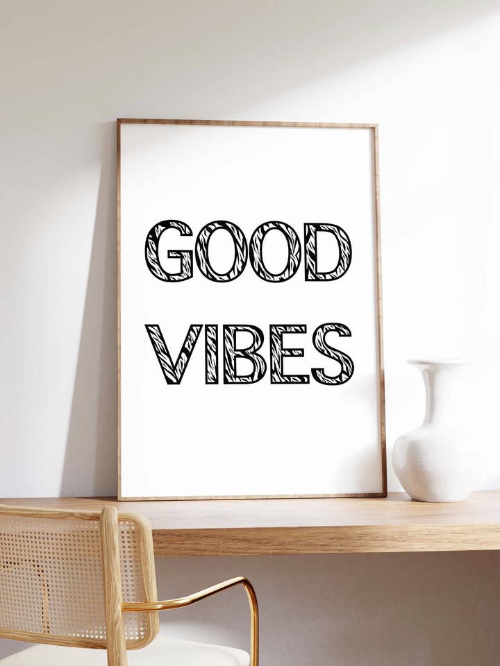 Stampa d'arte con motivo animale zebra di buone vibrazioni per la vendita all'ingrosso da parte di My own Bohome