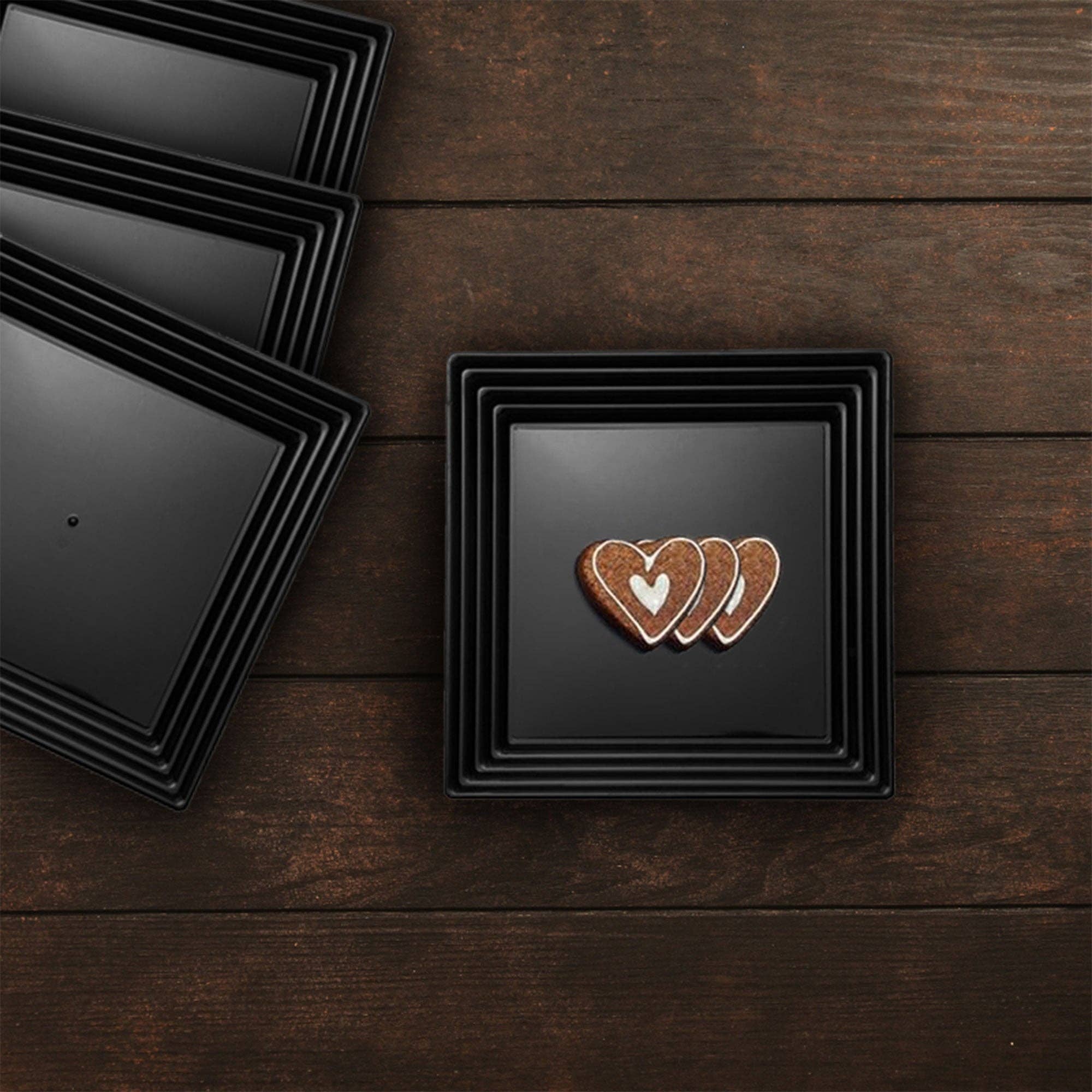 Smarty had a Party - Wholesale Dienblad - Zwarte vierkante plastic serveerschalen 12" x 12" - 3 stuks8