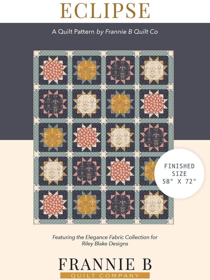 Motivo trapunta Eclipse per la vendita all'ingrosso da parte di Frannie B Quilt Company