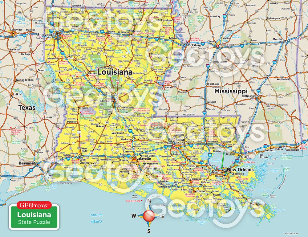 Geotoys - Wholesale Puzzle - Kids - Geotoys 100 Piece Magnetic Puzzle - Louisiana1