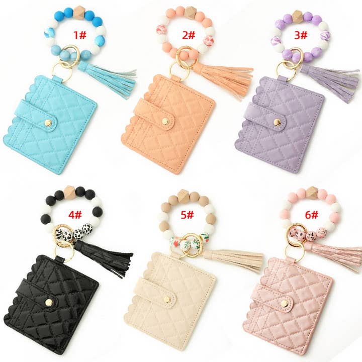 ACCITY - Wholesale Keychain Bracelet - SILICONE BEAD TASSEL BRACELET KEYCHAIN CARD BAG_CWAJE066510
