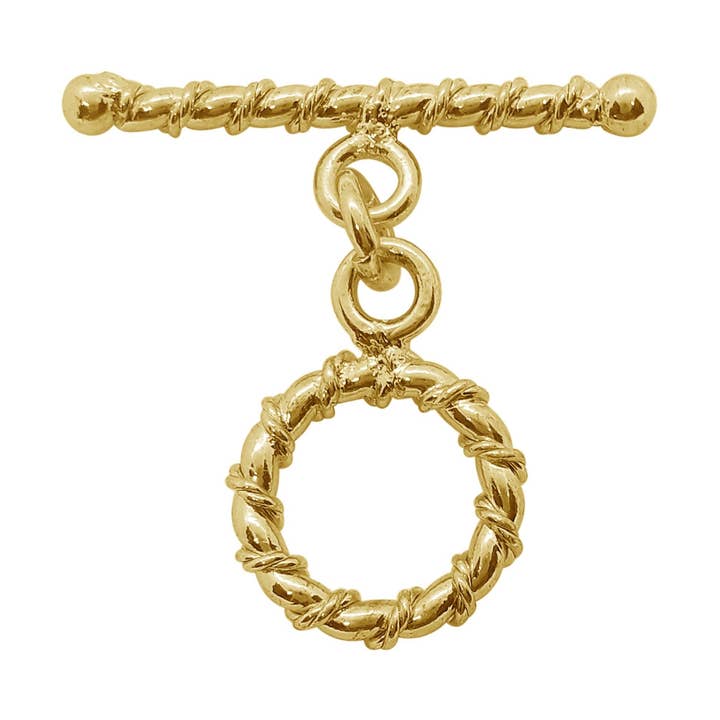 TG-115 18K Goud Overlay Toggle Sluiting – Gedraaide Touw Ring & Staaf Bevindingen Groothandel India voor wholesale door Bali Designs