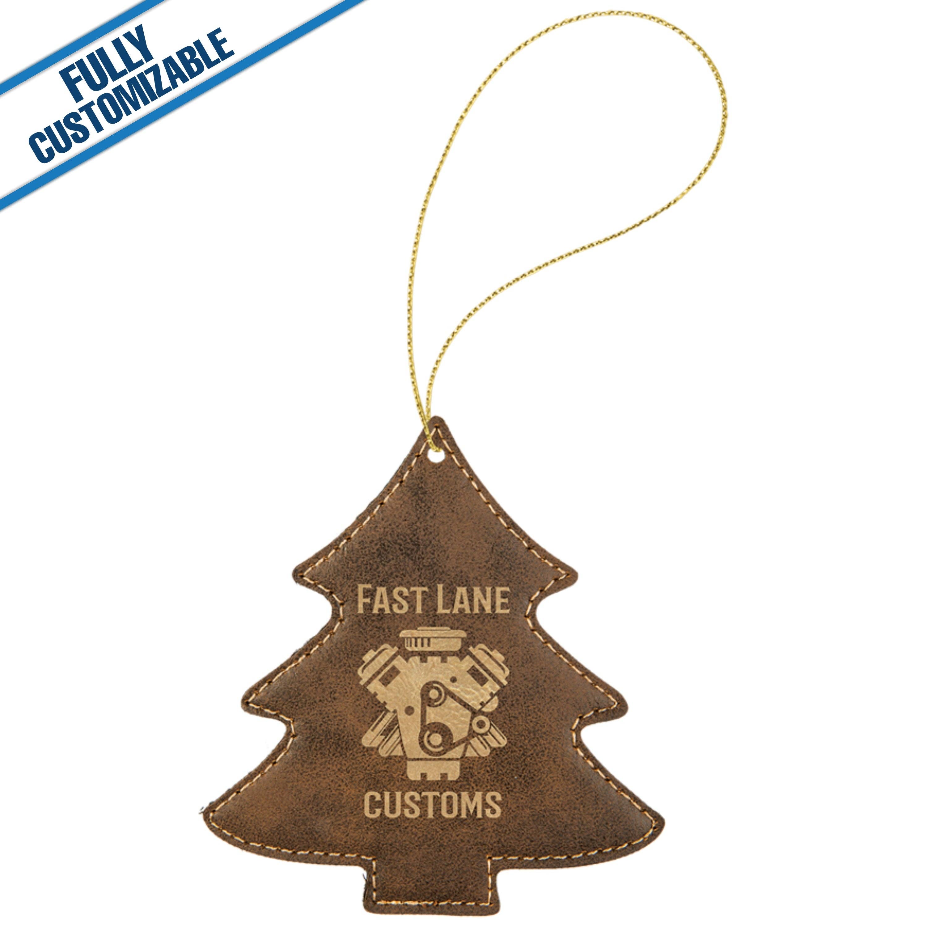 GiftWorksPlus - Wholesale Ornament - Engraved Leatherette Tree Ornament - Fully Customizable7