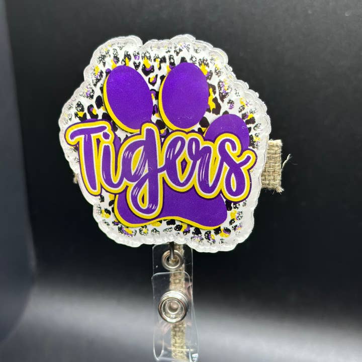 Tigers Paw Print Badge Reel for wholesale by Hello Darling Designs