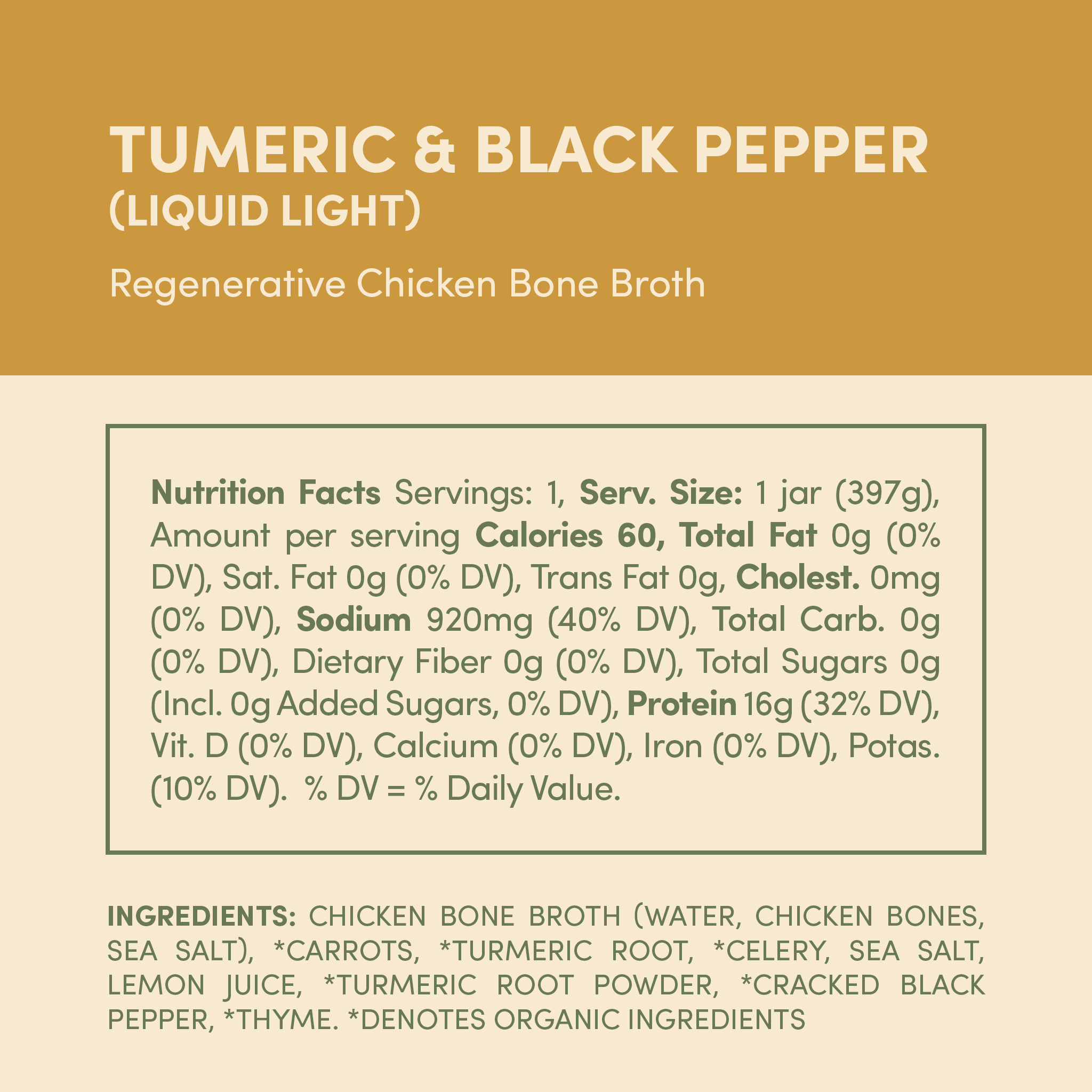Fond Regenerative - Wholesale Broth - Turmeric & Pepper Pasture-Raised Chicken Bone Broth 14oz1
