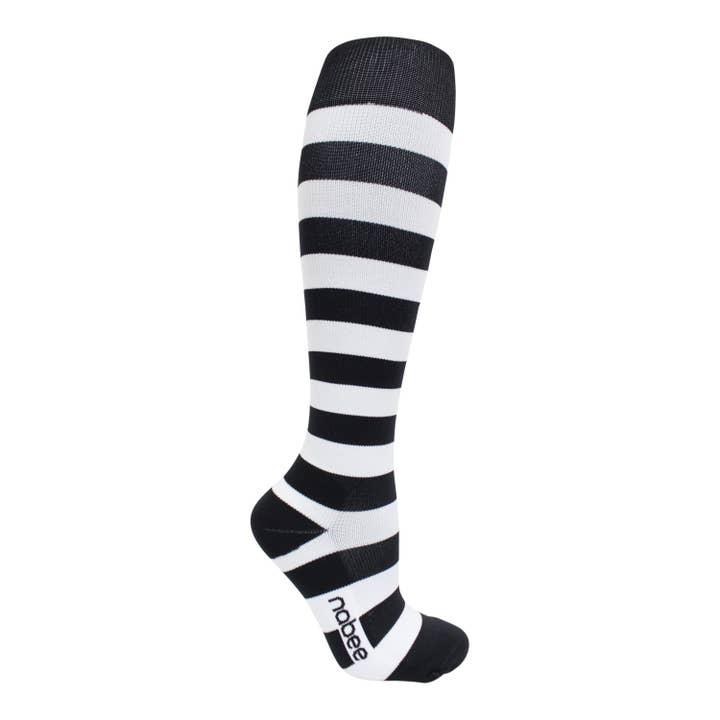 Compression Socks - Stripe - Black & White for wholesale by Nabee Socks
