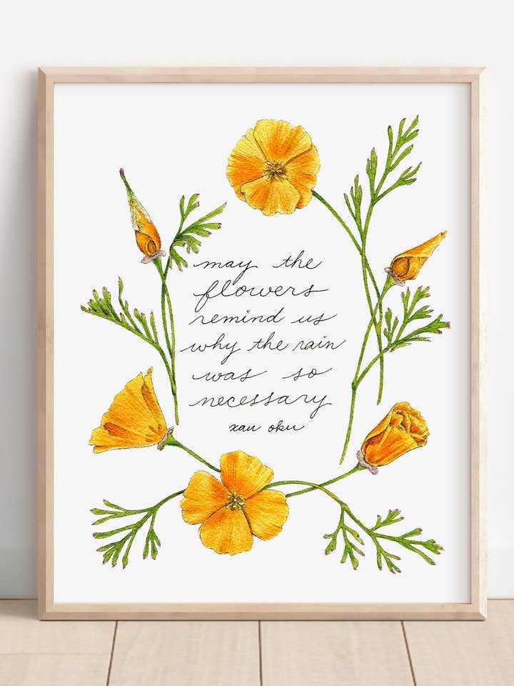 Poppy inspiration watercolor art print for wholesale by Hannah Moore Art