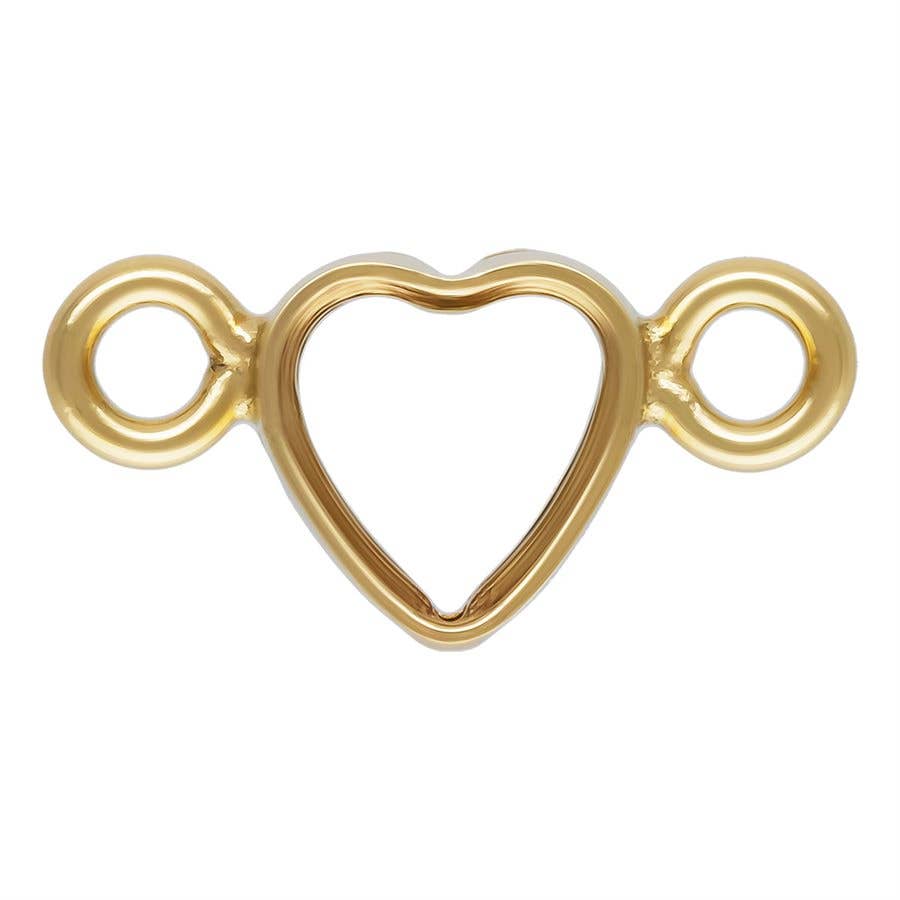 Plazko - Wholesale Individual Charm/Pendant - 14kt Gold Filled 3.0mm Horizontal Heart Bezel Connector - 1Pc0