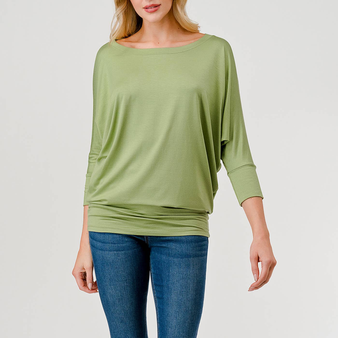 Heimious - Wholesale Knit Top - Women's - 3/4 Dolman Sleeve Round neck Modal Jersey  Top, 250362