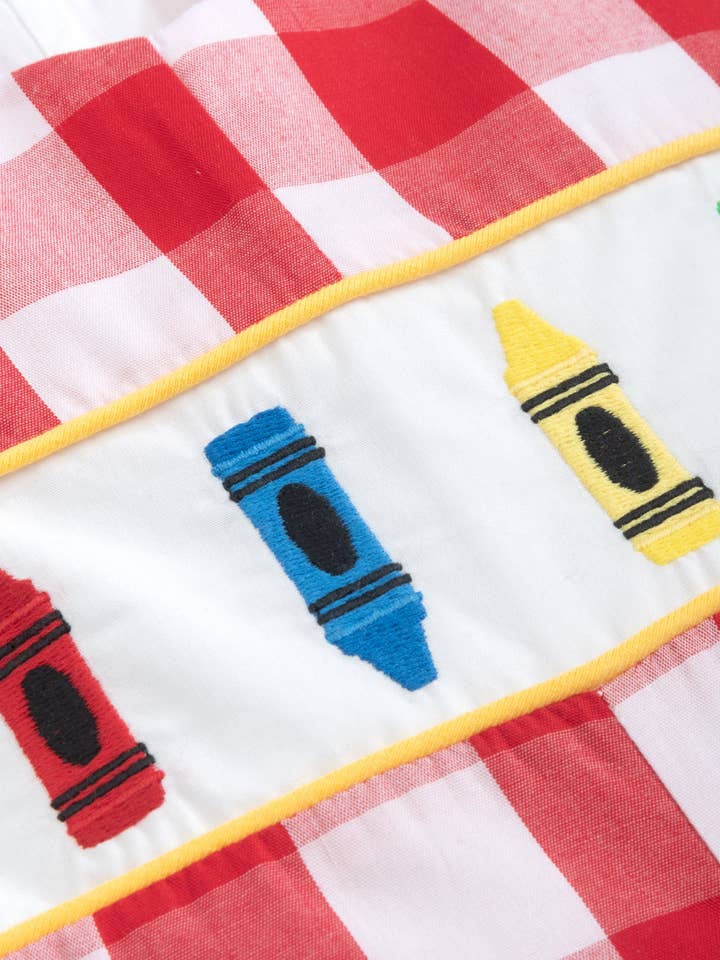 Posh Pickle - Wholesale Jumpsuit - Baby - Scribble Red Gingham Crayon Embroidery Jonjon7