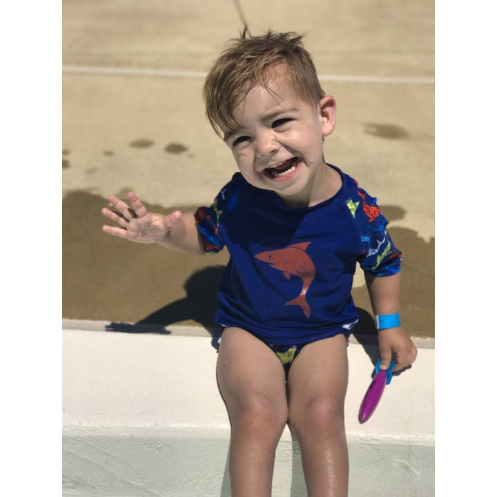 Shark Baby Rash Guard, Sun Protective Swim Shirt for wholesale by Beau and Belle Littles