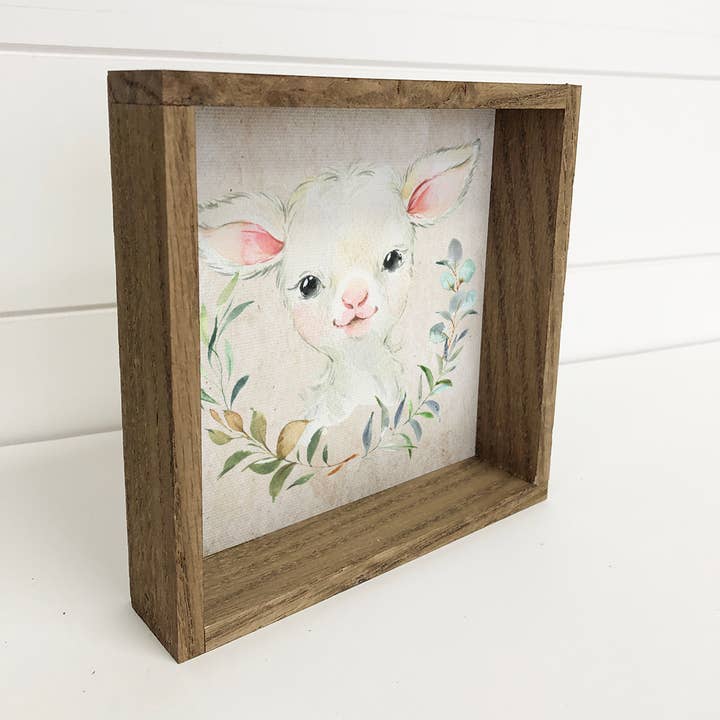 Hangout Home - Wholesale Sign - Baby Watercolor Sheep Nursery Small Shelf Decor