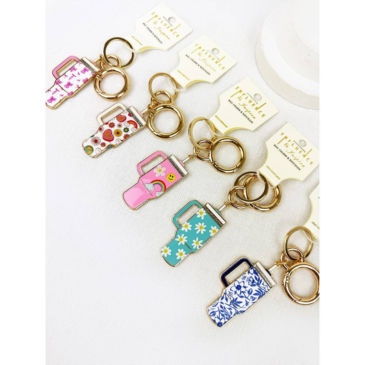 Love and Repeat - Wholesale Keychain - Unisex - Tumbler Shaped Enamel with Bag Charm Key Chain8