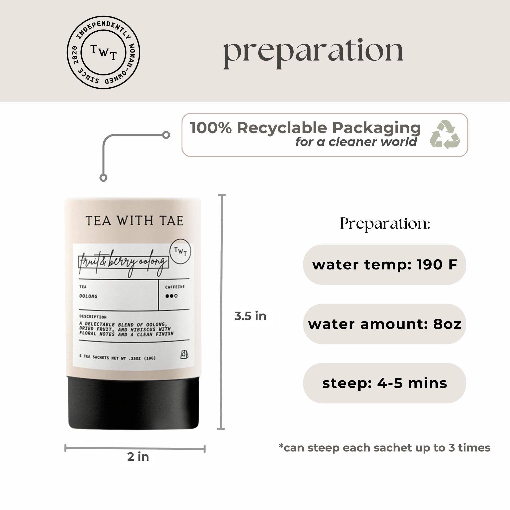 Tea with Tae - Wholesale Tea bags - Fruit & Berry Oolong Mini Tea Tube Gift (5 tea bags)5