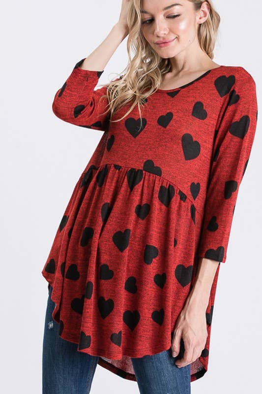 HEIMISH - Wholesale Tunic - Women's - ST1338-42 VALENTINE HEART BABYDOLL TOP5
