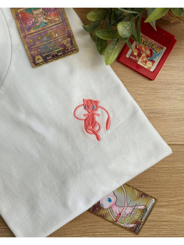 White Embroidered T-shirt - Mew for wholesale on Faire