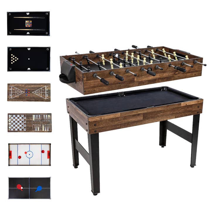 Sunnydaze Decor - Wholesale Sports & Outdoor - 10-in-1 Game Table with Billiards/Foosball - Wood Stain1